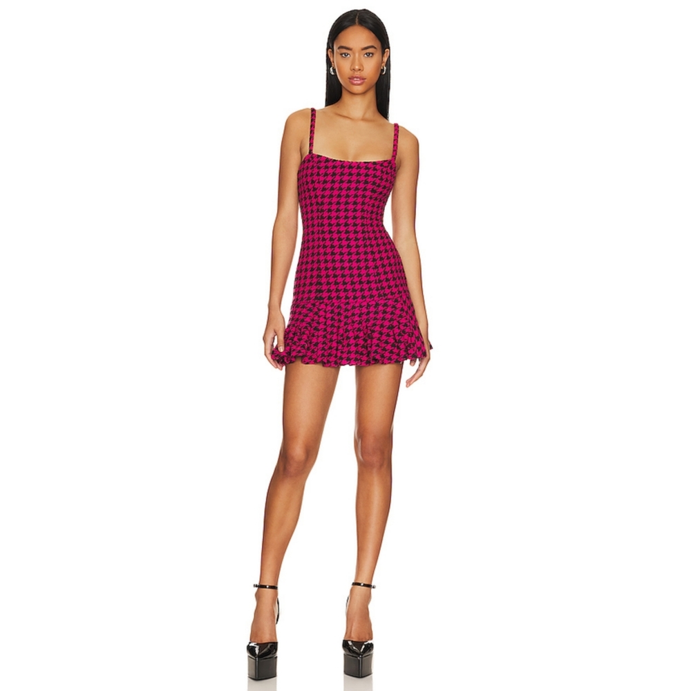 Lovers + Friends Nadja Mini Dress Pink & Black Size Small NWT Revolve Academia